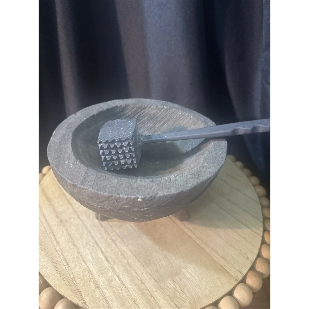 Vintage Rustic wooden Mortar And Pestle Medicine Bowl
